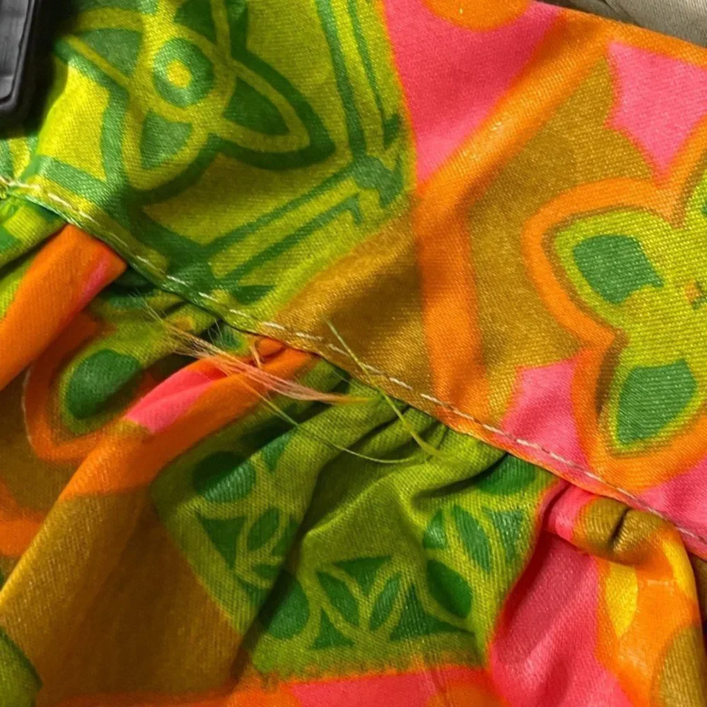 Vintage 60's Orange Retro Floral Half Apron Baking